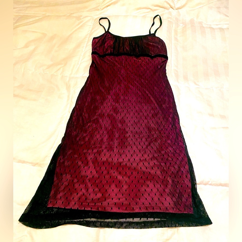 Buyer Too M mini black lace over pink gorgeous dress